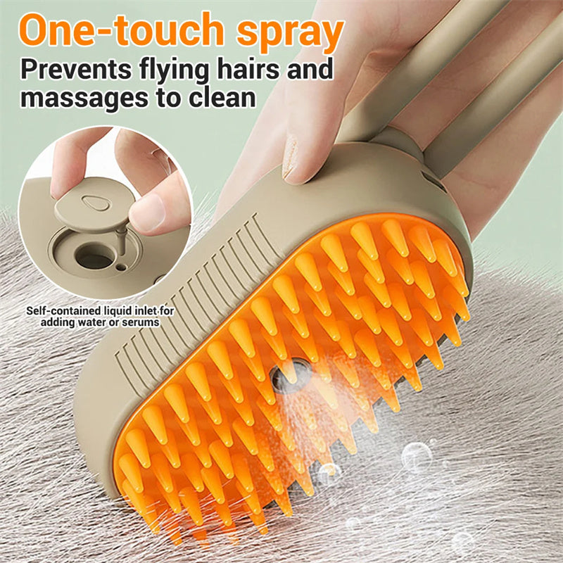 Unique Pet Steam Brush With Spray Function - PerroPaws Essential